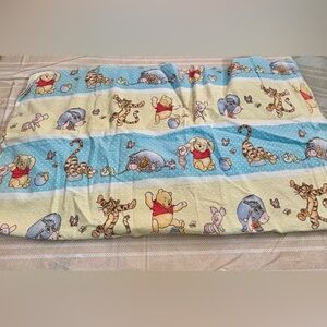 Vintage Winnie the Pooh Receiving Baby Blanket Cotton Flannel 28.5"X 26.5"